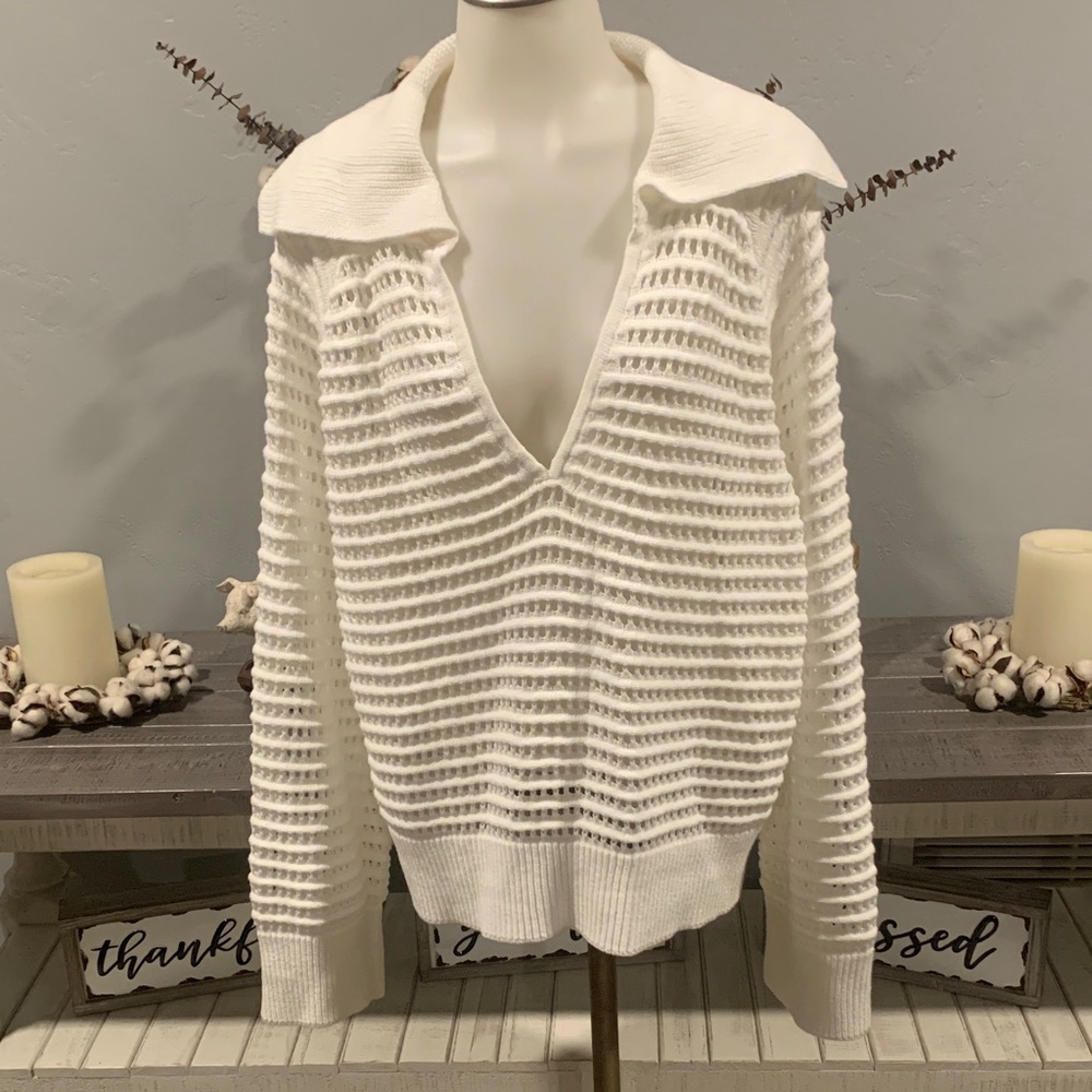 J. Crew Cream V-Neck Sweater